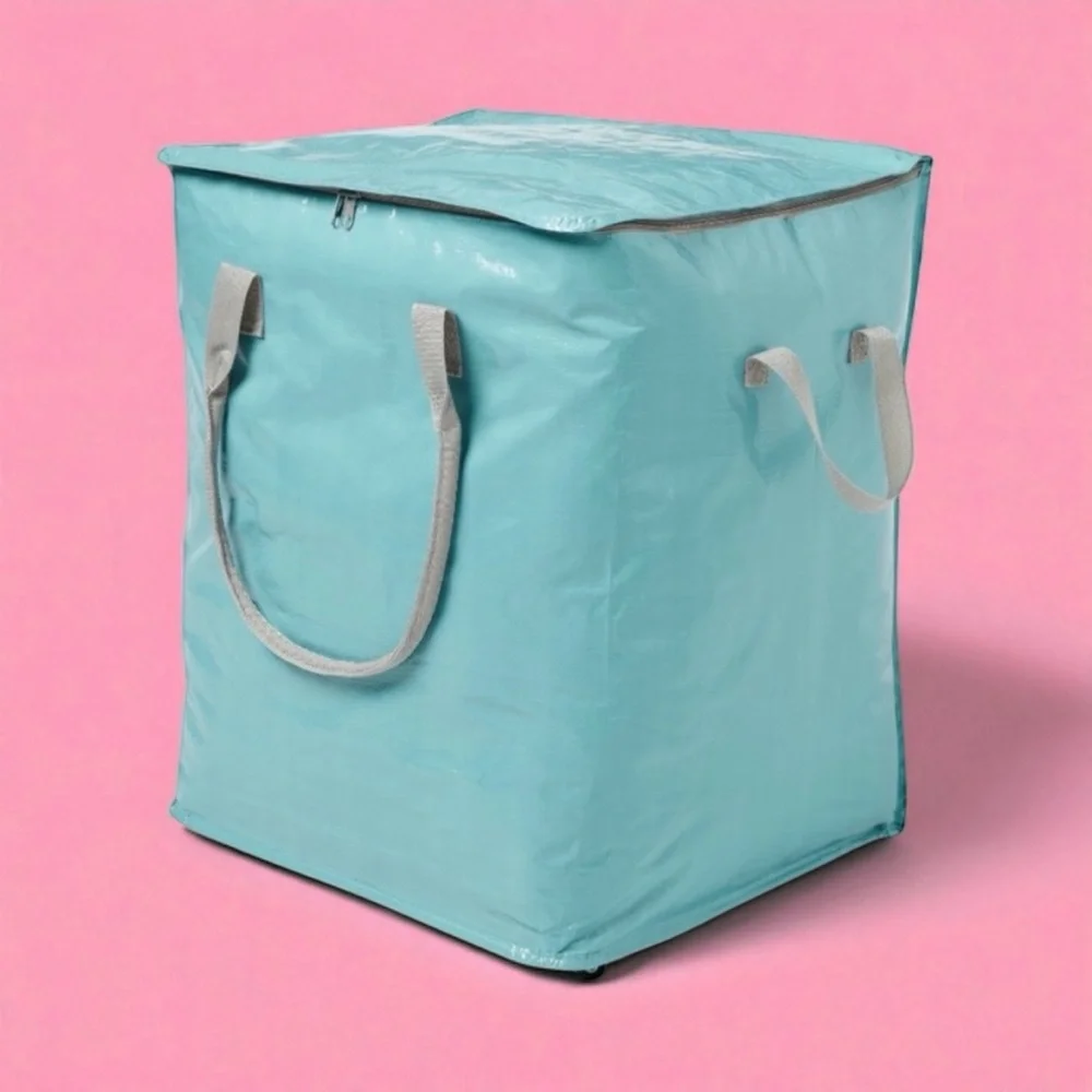 Brightroom Pewter Aqua Storage Bag Collapsible Wheels Rolling Tote NWT - Picture 1 of 6